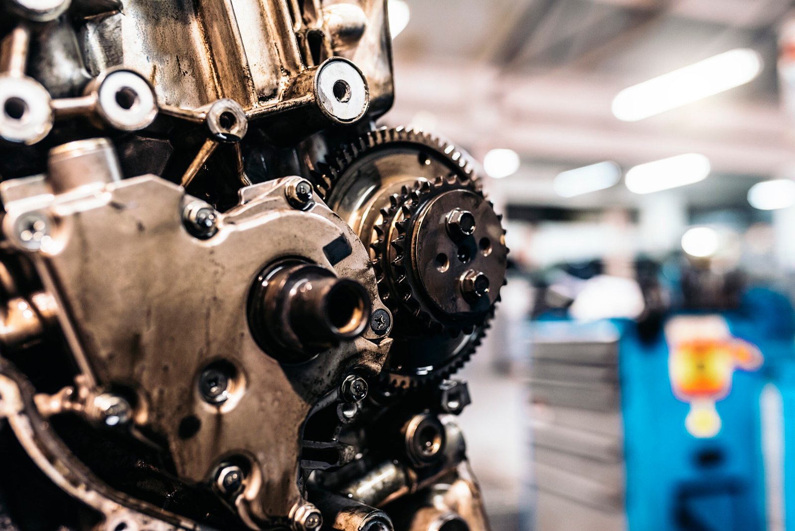 Car motor in the garage. Mechanic Car Concept